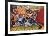 Kitten, Teddy and Cushions-Janet Pidoux-Framed Giclee Print