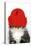 Kitten Wearing Red Hat over Eyes-null-Stretched Canvas