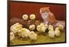 Kitten with Chicks-null-Framed Art Print