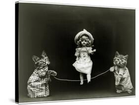 Kittens and a Doll Skipping, 1891-null-Stretched Canvas