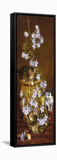 Kittens and Flowers, c.1903-Wilson Hepple-Framed Stretched Canvas