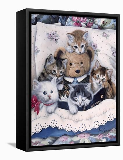 Kittens and Teddy Bear-Jenny Newland-Framed Stretched Canvas