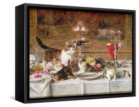 Kittens at a Banquet-Louis Eugene Lambert-Framed Stretched Canvas