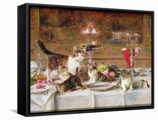 Kittens at a Banquet-Louis Eugene Lambert-Framed Stretched Canvas