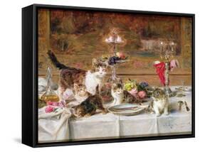 Kittens at a Banquet-Louis Eugene Lambert-Framed Stretched Canvas