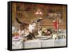Kittens at a Banquet-Louis Eugene Lambert-Framed Stretched Canvas