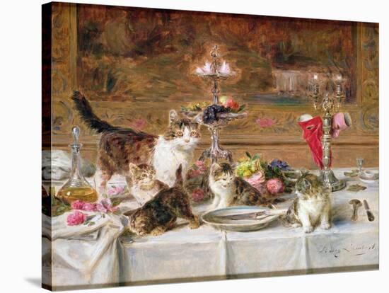 Kittens at a Banquet-Louis Eugene Lambert-Stretched Canvas