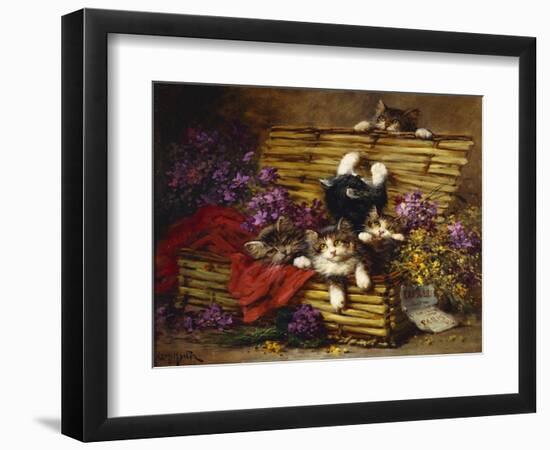 Kittens at Play-Léon Charles Huber-Framed Giclee Print