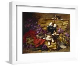 Kittens at Play-Léon Charles Huber-Framed Giclee Print