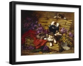 Kittens at Play-Léon Charles Huber-Framed Giclee Print