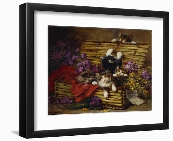 Kittens at Play-Leon Charles Huber-Framed Giclee Print