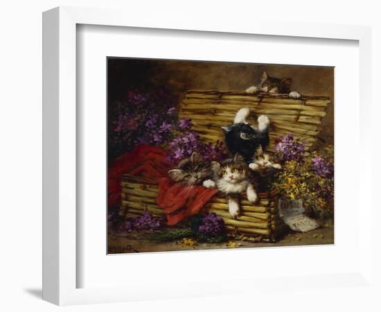 Kittens at Play-Leon Charles Huber-Framed Giclee Print