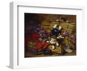 Kittens at Play-Leon Charles Huber-Framed Giclee Print