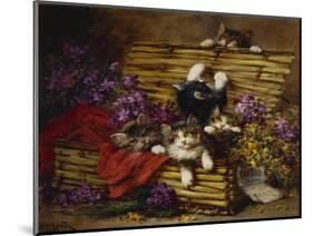 Kittens at Play-Leon Charles Huber-Mounted Giclee Print