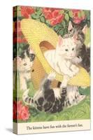 Kittens in Straw Hat-null-Stretched Canvas