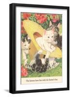 Kittens in Straw Hat-null-Framed Art Print