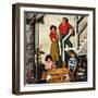 "Kittens in the Basement", January 8, 1955-John Falter-Framed Giclee Print