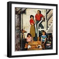 "Kittens in the Basement", January 8, 1955-John Falter-Framed Giclee Print