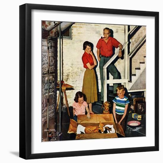 "Kittens in the Basement", January 8, 1955-John Falter-Framed Giclee Print