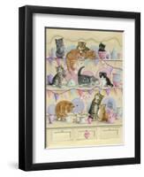 Kittens on Dresser-Janet Pidoux-Framed Premium Giclee Print