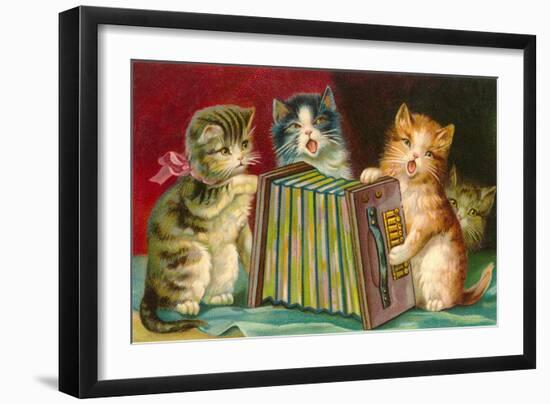 Kittens Playing Concertina-null-Framed Art Print