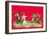 Kittens Playing Tug of War-null-Framed Art Print