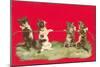 Kittens Playing Tug of War-null-Mounted Art Print