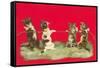 Kittens Playing Tug of War-null-Framed Stretched Canvas