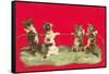 Kittens Playing Tug of War-null-Framed Stretched Canvas