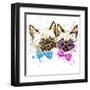 Kittens Twins T-Shirt Graphics. Kittens Twins Illustration with Splash Watercolor Textured Backgro-Dabrynina Alena-Framed Art Print