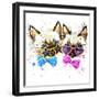 Kittens Twins T-Shirt Graphics. Kittens Twins Illustration with Splash Watercolor Textured Backgro-Dabrynina Alena-Framed Art Print