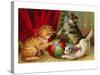 Kittens with Ball-null-Stretched Canvas