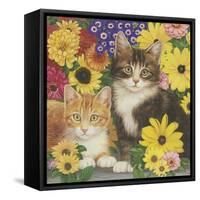 Kitties and Flowers-William Vanderdasson-Framed Stretched Canvas