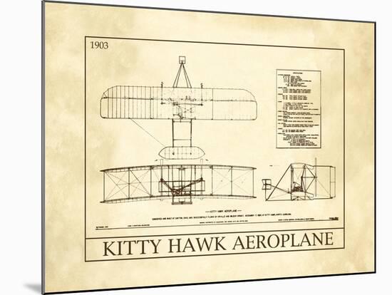 Kitty Hawk Aeroplane-null-Mounted Art Print