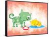 Kitty Koo-Blue Fish-Framed Stretched Canvas