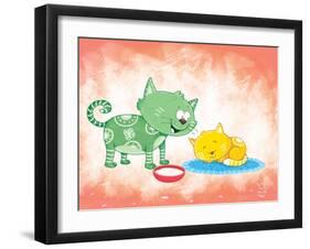 Kitty Koo-Blue Fish-Framed Art Print