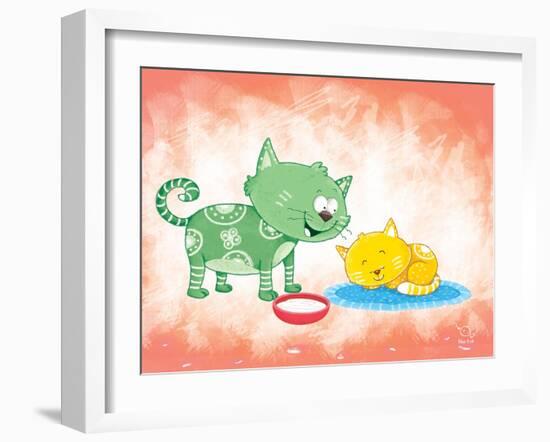 Kitty Koo-Blue Fish-Framed Art Print