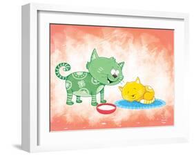 Kitty Koo-Blue Fish-Framed Art Print