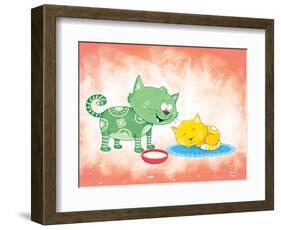 Kitty Koo-Blue Fish-Framed Art Print