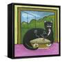 Kitty Likes Cherry Pie-Cheryl Bartley-Framed Stretched Canvas