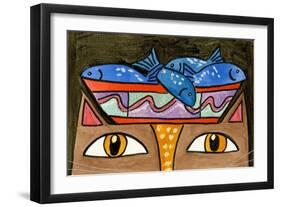 Kitty with Fish Bowl Hat-Wyanne-Framed Giclee Print