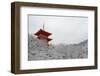 Kiyomizu-dera Temple's pagoda hiding behind snow-covered trees, UNESCO World Heritage Site, Kyoto,-Damien Douxchamps-Framed Photographic Print