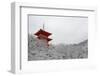 Kiyomizu-dera Temple's pagoda hiding behind snow-covered trees, UNESCO World Heritage Site, Kyoto,-Damien Douxchamps-Framed Photographic Print