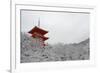 Kiyomizu-dera Temple's pagoda hiding behind snow-covered trees, UNESCO World Heritage Site, Kyoto,-Damien Douxchamps-Framed Photographic Print