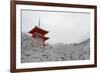 Kiyomizu-dera Temple's pagoda hiding behind snow-covered trees, UNESCO World Heritage Site, Kyoto,-Damien Douxchamps-Framed Photographic Print