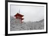 Kiyomizu-dera Temple's pagoda hiding behind snow-covered trees, UNESCO World Heritage Site, Kyoto,-Damien Douxchamps-Framed Photographic Print