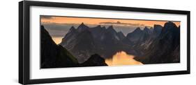 Kjerkfjorden Among Dramatic Mountain Ridges at Sunset, Lofoten, Nordland, Norway-null-Framed Photographic Print