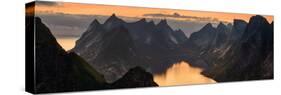 Kjerkfjorden Among Dramatic Mountain Ridges at Sunset, Lofoten, Nordland, Norway-null-Stretched Canvas