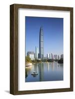 KK100 (KingKey 100) skyscraper and Lizhi Park, Shenzhen, Guangdong, China-Ian Trower-Framed Photographic Print