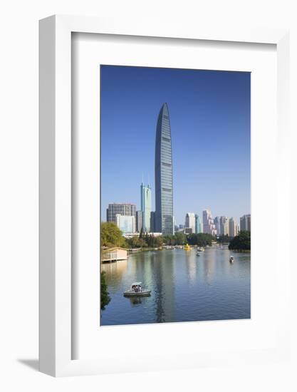 KK100 (KingKey 100) skyscraper and Lizhi Park, Shenzhen, Guangdong, China-Ian Trower-Framed Photographic Print